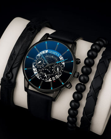 Ensemble Exclusif de Montre et Bracelets en Cuir
